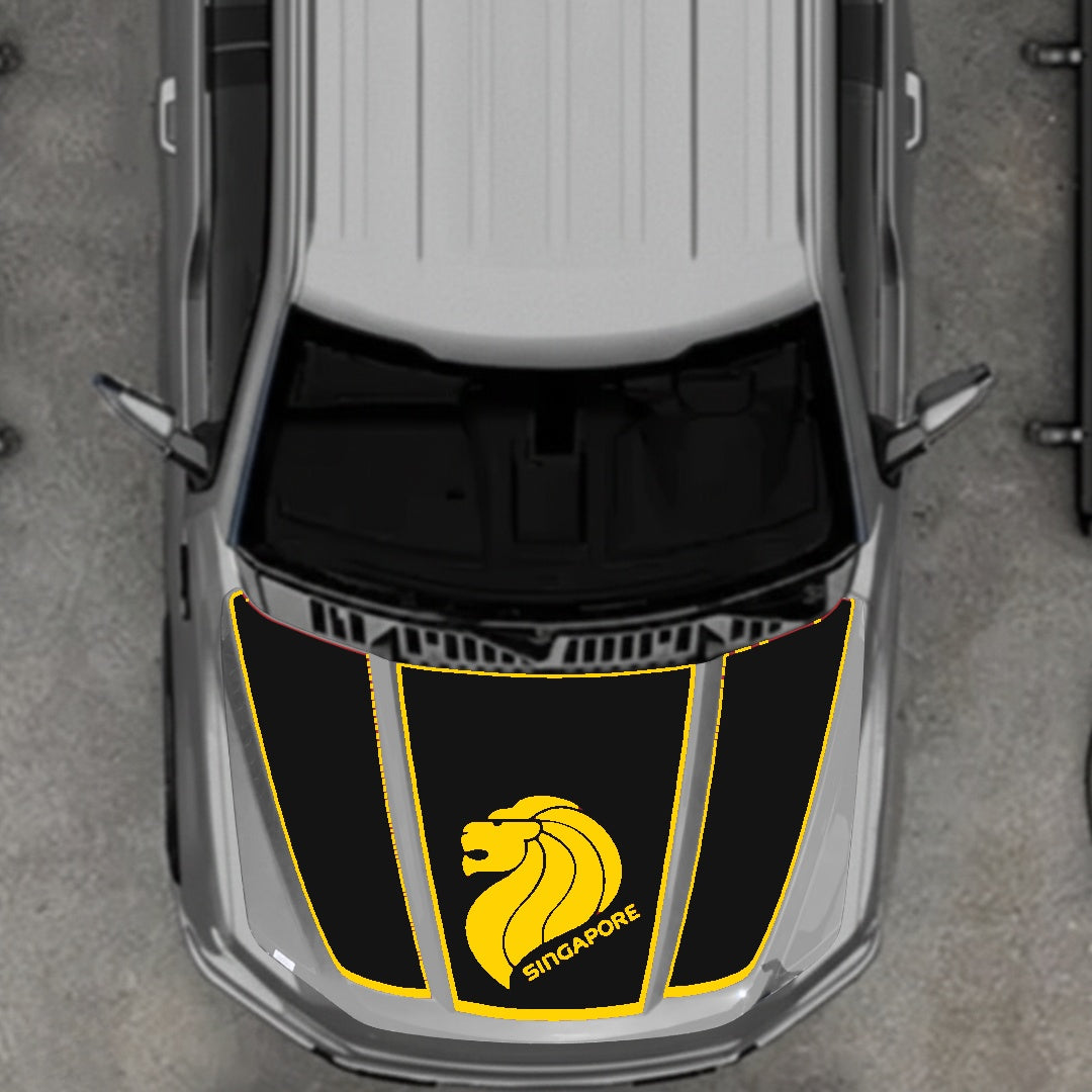Hood Panel Decal/Sticker - Singapore - Border Graphic Kit - For Ford F-150 2020-2026 - Premium Vinyl