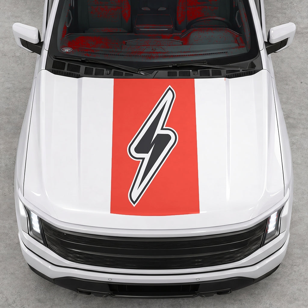 Hood Panel Decal/Sticker - Electric Solid Cut Graphic Decal Graphic Kit - For FORD F-150 2015-2020 - Premium Vinyl