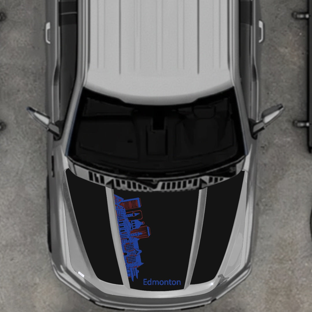 Hood Panel Decal/Sticker - Edmonton Skyline Graphic Kit - For Ford F-150 2020-2026 - Premium Vinyl