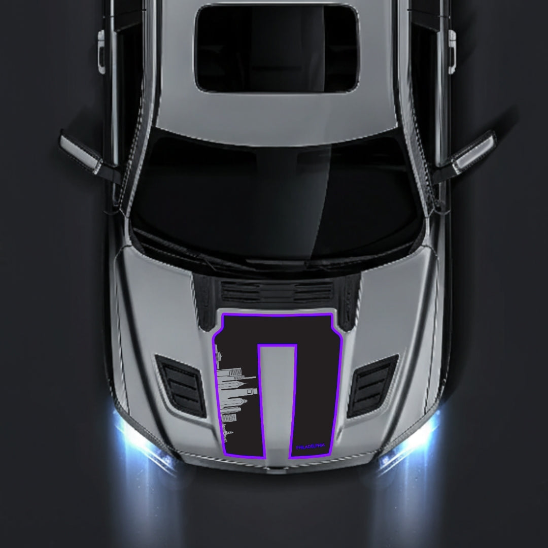 Performance Hood Panel Decal/Sticker - Philadelphia Skyline - Cut - Border Graphic Kit - For Dodge RAM 1500 2019-2025 - Premium Vinyl