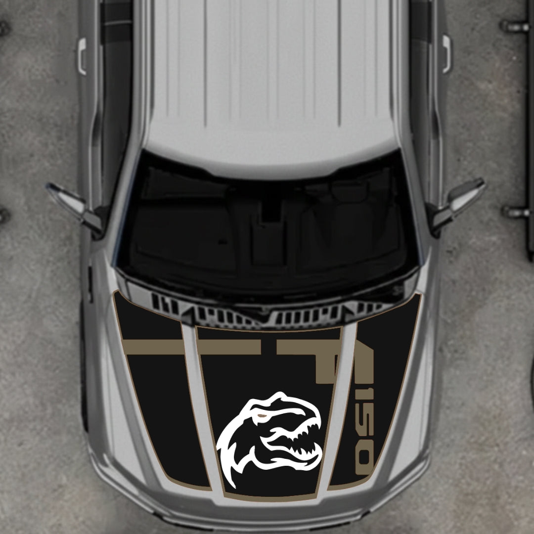 Hood Panel Decal/Sticker - Rex Style 3 - Border Graphic Kit - For Ford F-150 2020-2026 - Premium Vinyl