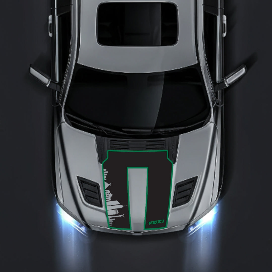 Performance Hood Panel Decal/Sticker - Mexico Skyline - Cut - Border Graphic Kit - For Dodge RAM 1500 2019-2025 - Premium Vinyl