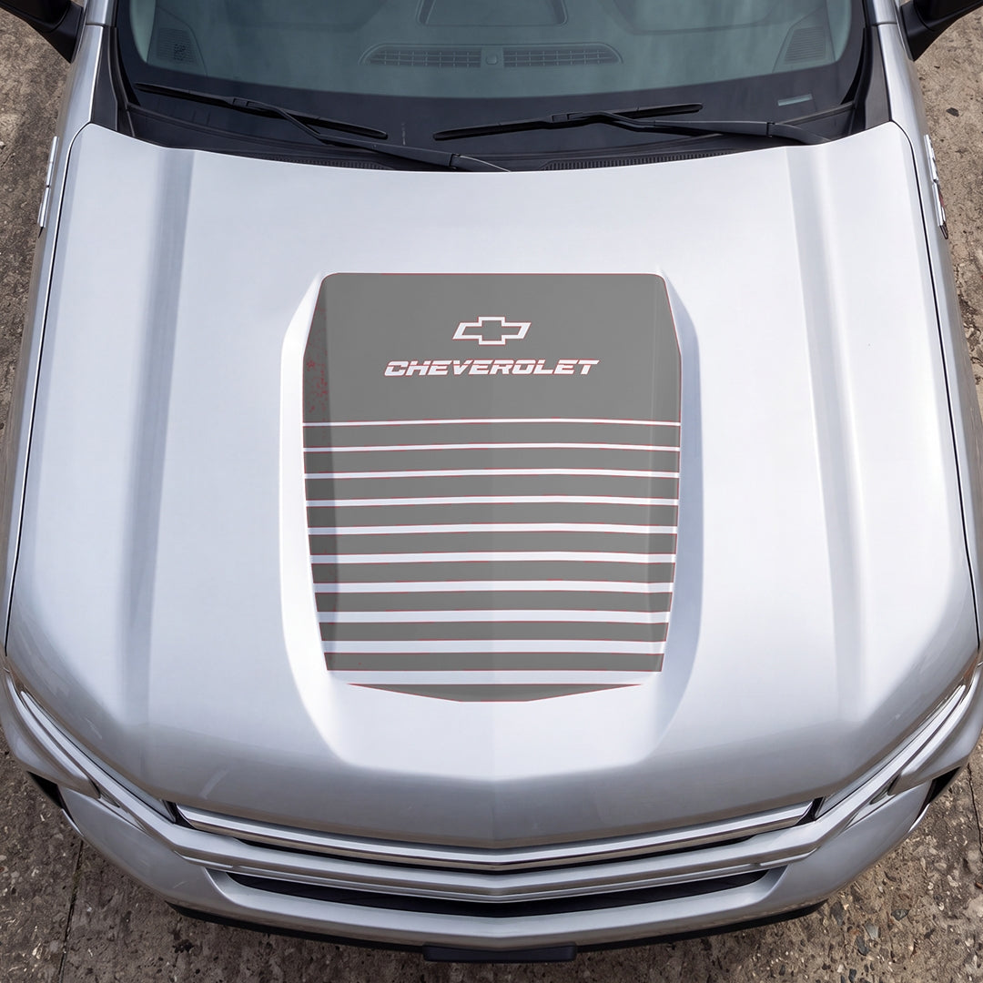 Hood Panel Decal/Sticker - Solid Wavy Graphic Decal Graphic Kit - For Chevrolet Silverado 2019-2024 - Premium Vinyl