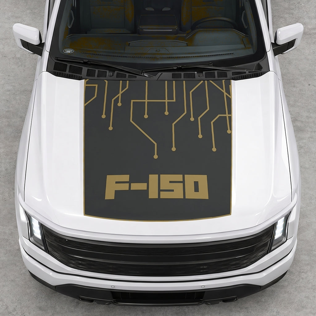Hood Panel Decal/Sticker - F150 Electric Circuit Graphic Decal Graphic Kit - For FORD F-150 2015-2020 - Premium Vinyl