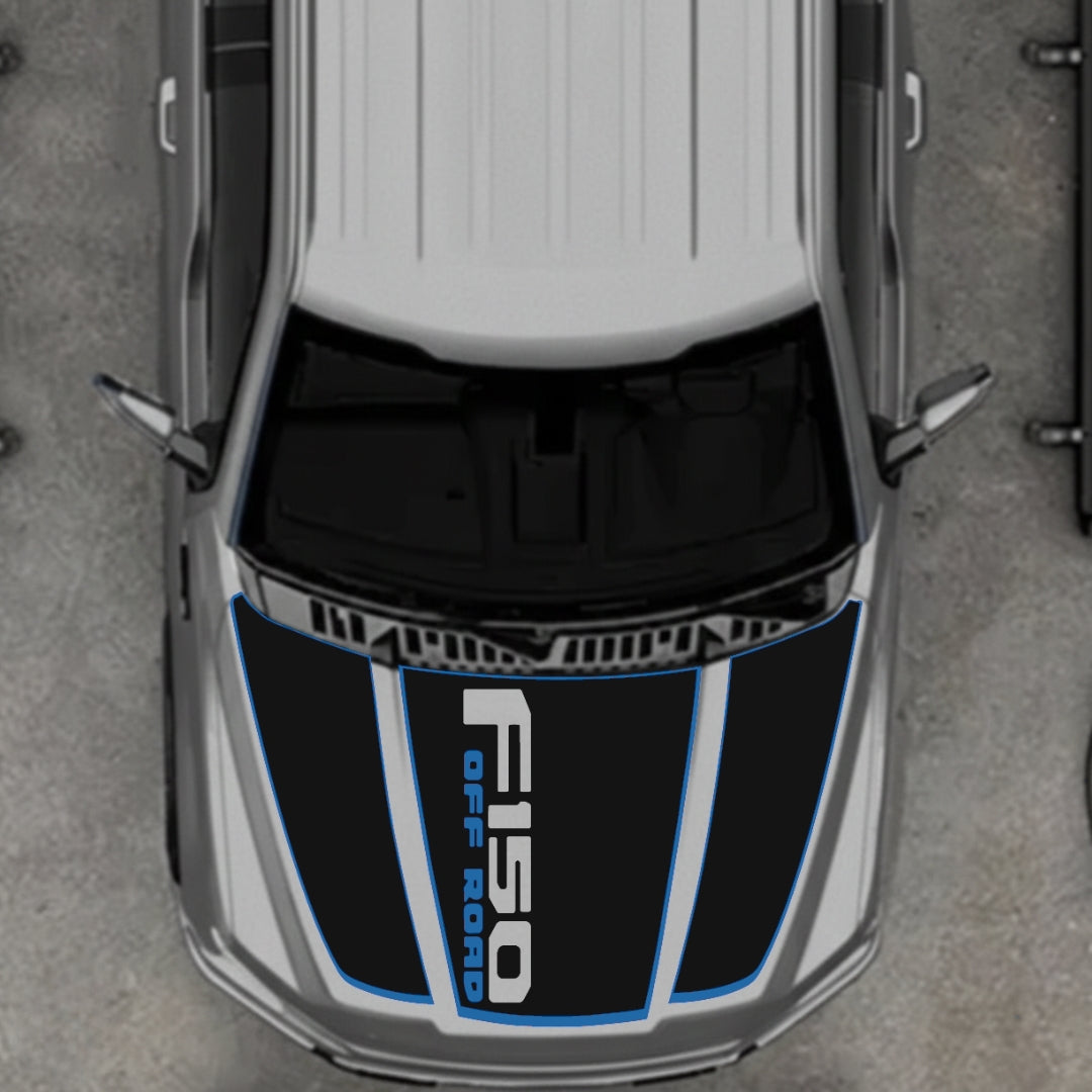 Hood Panel Decal/Sticker - Style 3 - Cut - Border Graphic Kit - For Ford F-150 2020-2026 - Premium Vinyl