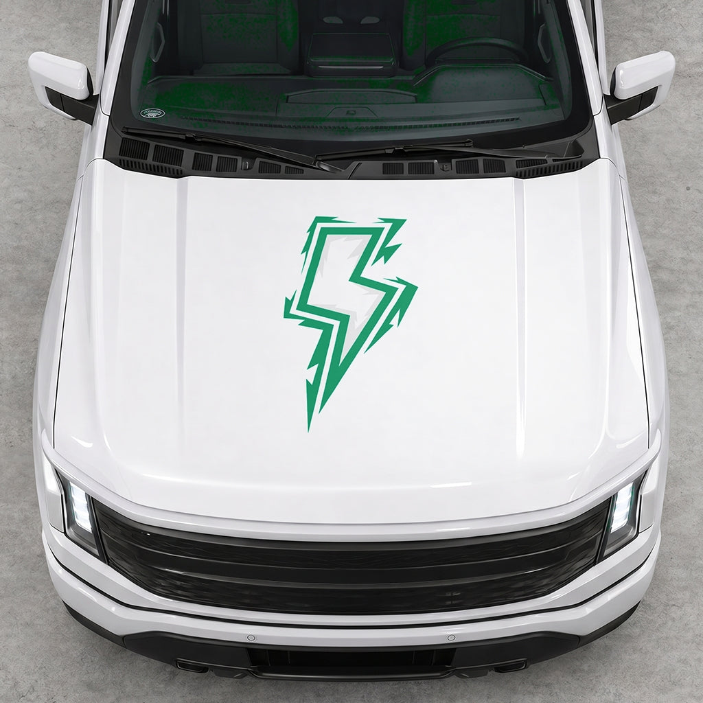 Hood Panel Decal/Sticker - Cut Bordered Electric Graphic Decal Graphic Kit - For FORD F-150 2015-2020 - Premium Vinyl