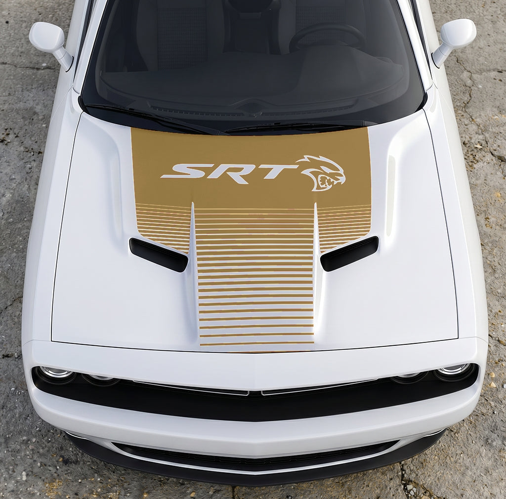 Hood Panel Decal/Sticker - Dodge Challenger SRT Hellcat Edition - Speed Fade Gradient Graphic Kit - For Dodge Challenger 2015-2024 - Premium Vinyl