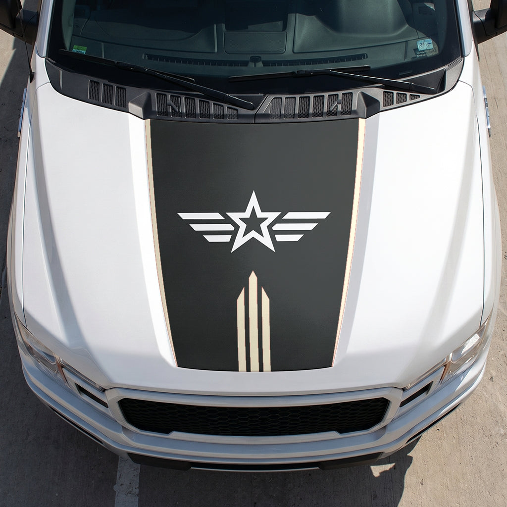 Hood Panel Decal/Sticker - Star Graphic Decal Graphic Kit - For Ford F-150 2015-2020 - Premium Vinyl