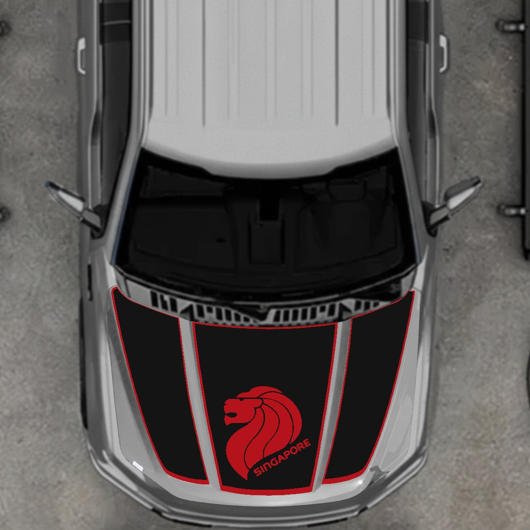 Hood Panel Decal/Sticker - Singapore - Border Graphic Kit - For Ford F-150 2020-2026 - Premium Vinyl