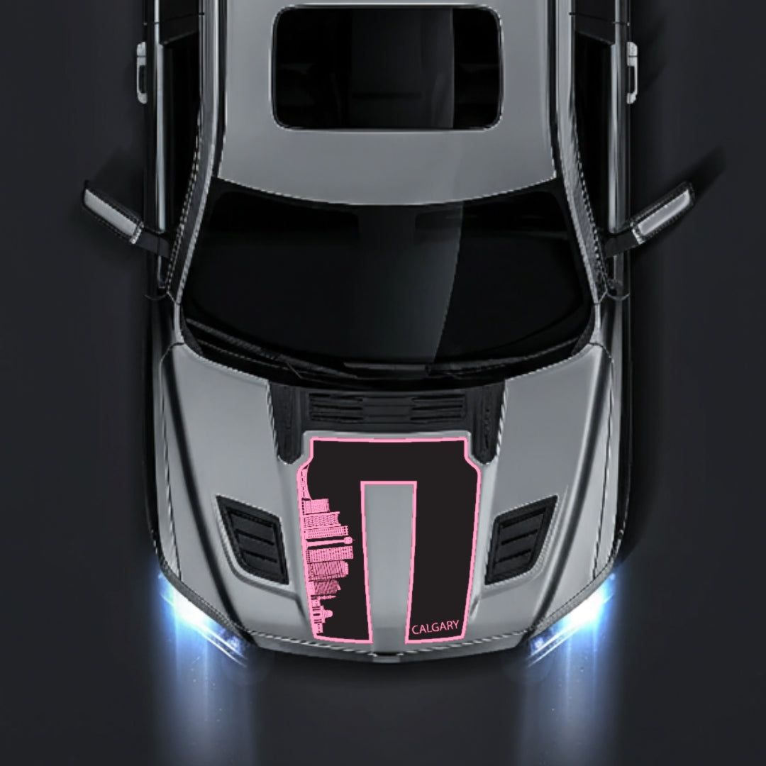 Hood Panel Decal/Sticker - Calgary Skyline - Border Graphic Kit - For Dodge RAM 1500 2019-2025 - Premium Vinyl