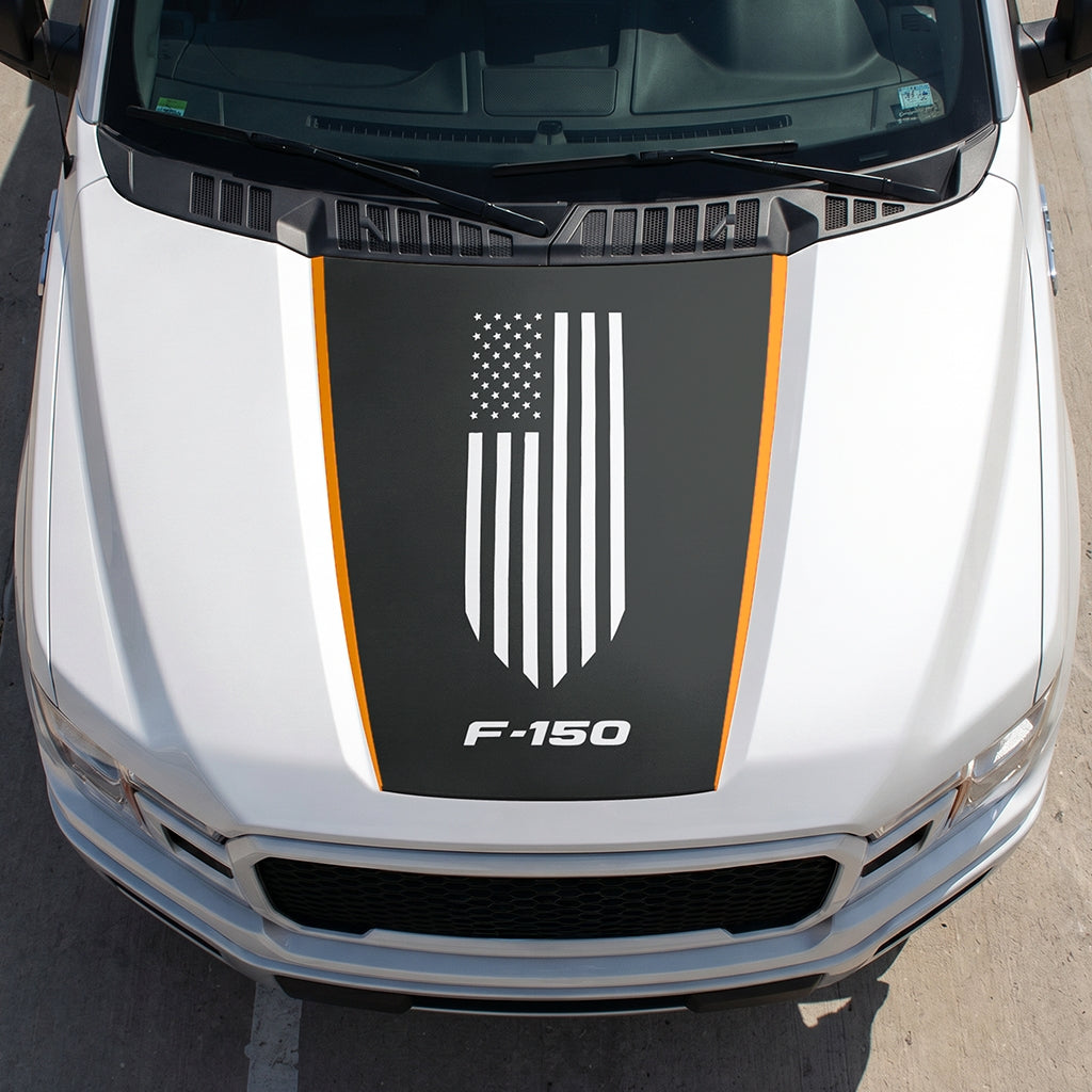 Hood Panel Decal/Sticker - America Flag Graphic Decal Graphic Kit - For Ford F-150 2015-2020 - Premium Vinyl