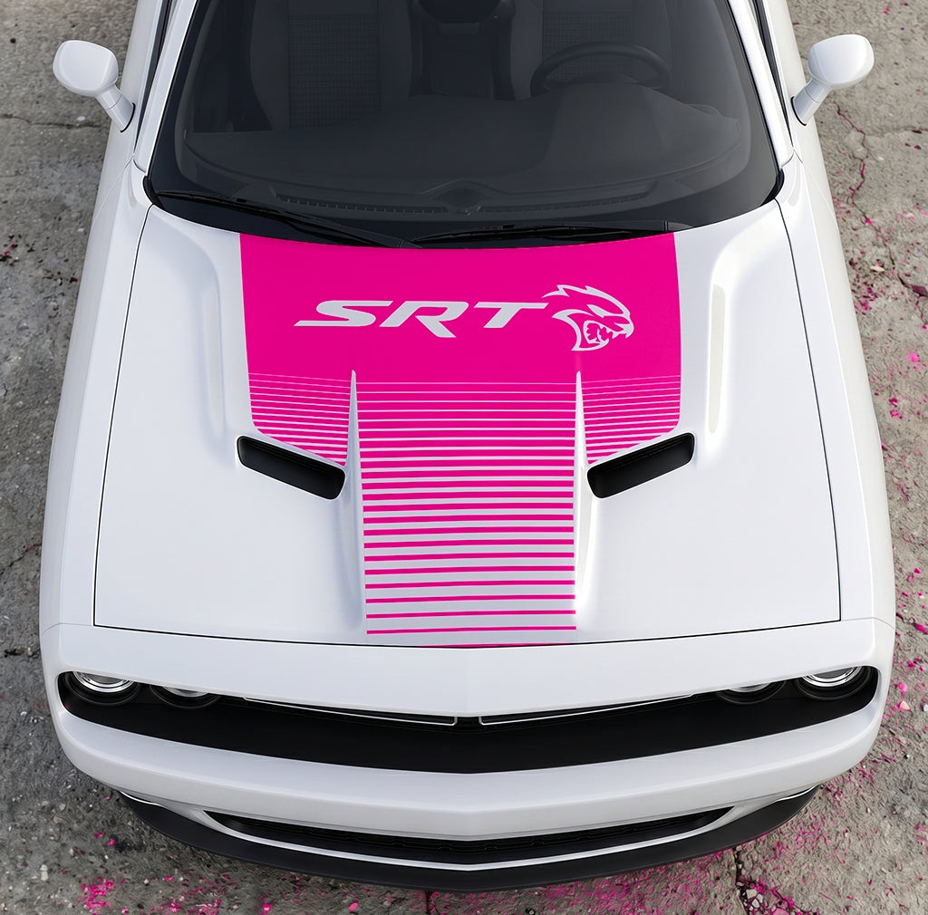 Hood Panel Decal/Sticker - Dodge Challenger SRT Hellcat Edition - Speed Fade Gradient Graphic Kit - For Dodge Challenger 2015-2024 - Premium Vinyl