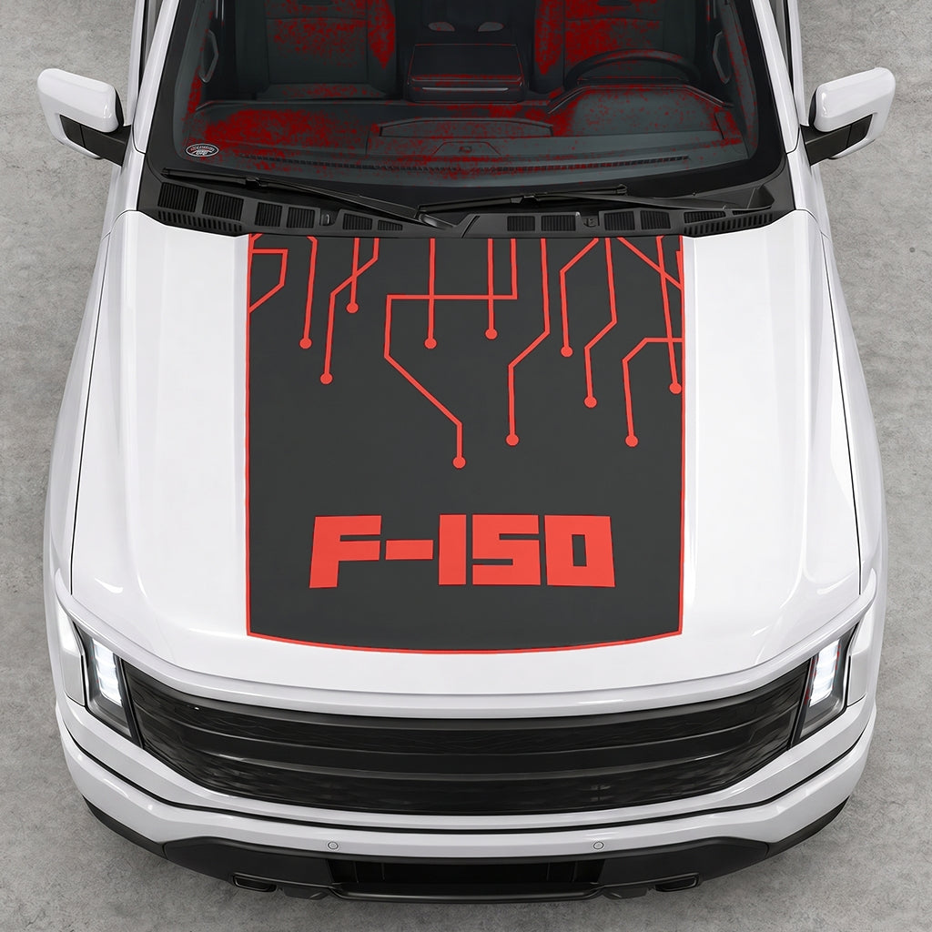 Hood Panel Decal/Sticker - F150 Electric Circuit Graphic Decal Graphic Kit - For FORD F-150 2015-2020 - Premium Vinyl