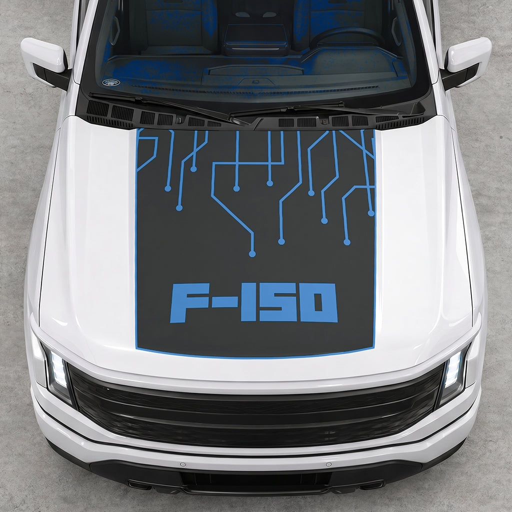 Hood Panel Decal/Sticker - F150 Electric Circuit Graphic Decal Graphic Kit - For FORD F-150 2015-2020 - Premium Vinyl