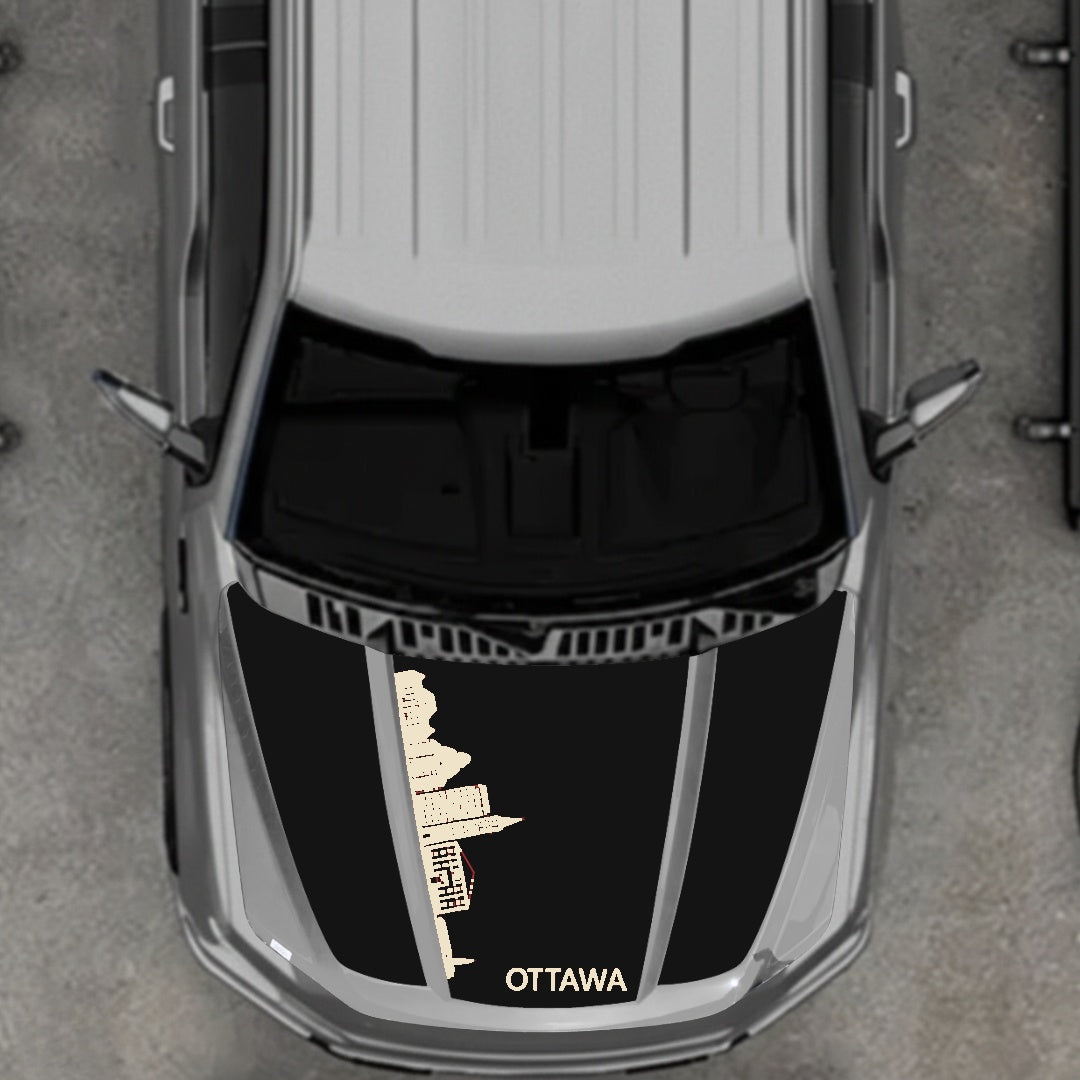 Hood Panel Decal/Sticker - Ottawa Skyline Graphic Kit - For Ford F-150 2020-2026 - Premium Vinyl