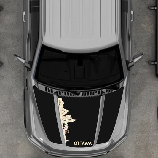 Hood Panel Decal/Sticker - Ottawa Skyline Graphic Kit - For Ford F-150 2020-2026 - Premium Vinyl