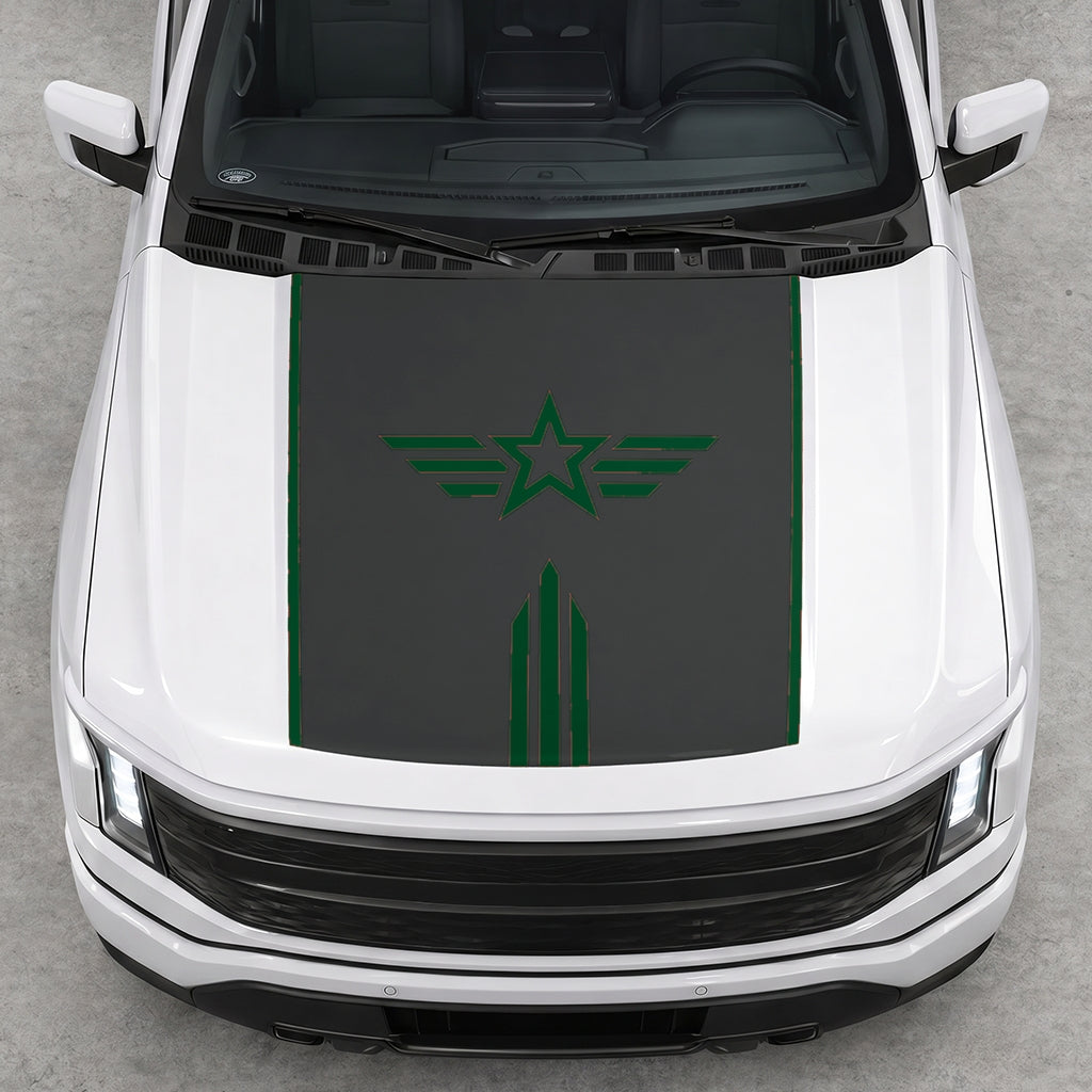 Hood Panel Decal/Sticker - Winged Star Graphic Decal Graphic Kit - For Ford F-150 2015-2020 - Premium Vinyl