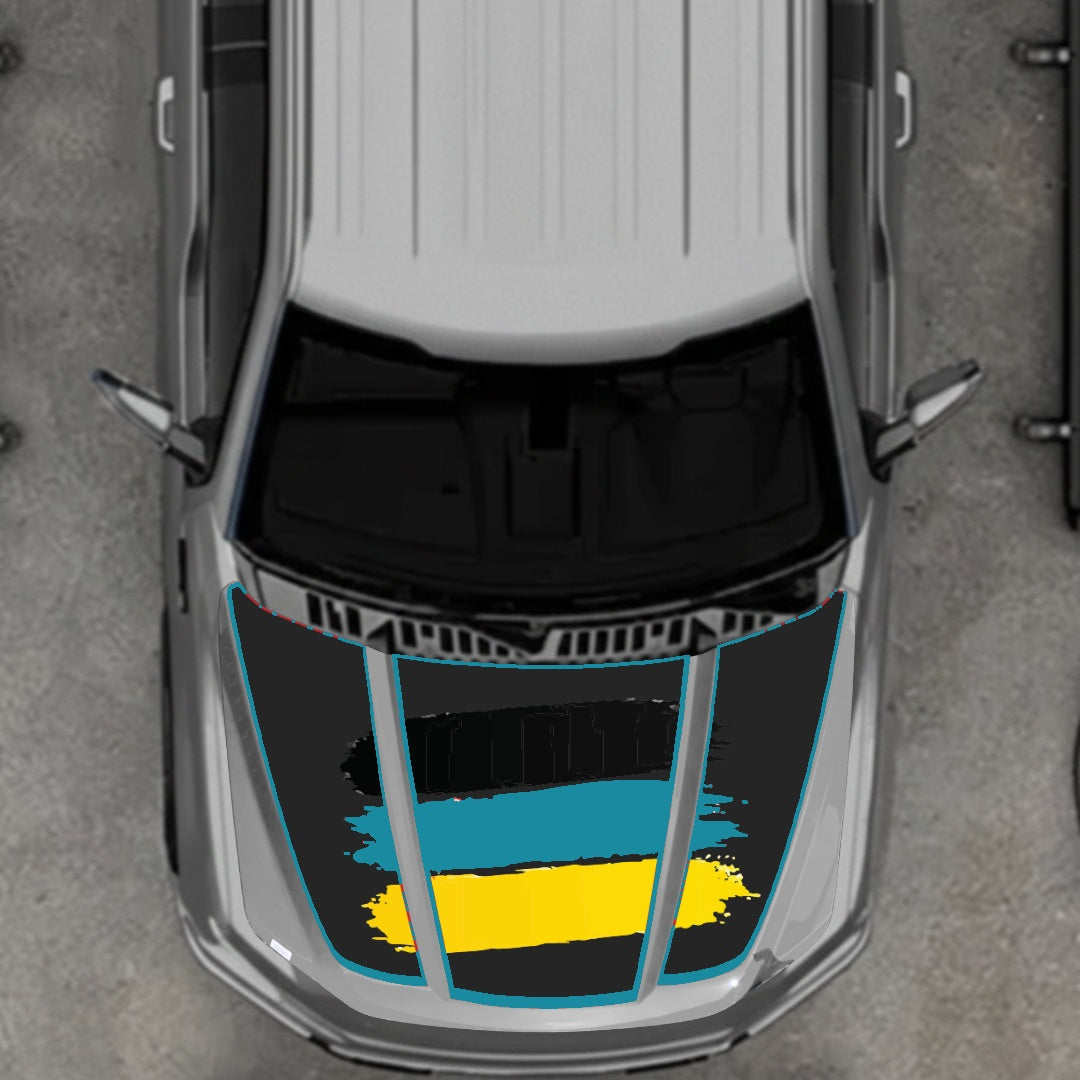Hood Panel Decal/Sticker - Germany Flag - Border Graphic Kit - For Ford F-150 2020-2026 - Premium Vinyl