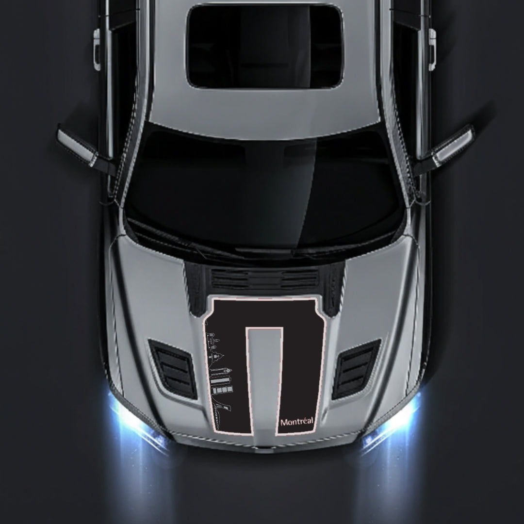 Hood Panel Decal/Sticker - Montreal Skyline - Cut - Border Graphic Kit - For Dodge RAM 1500 2019-2025 - Premium Vinyl