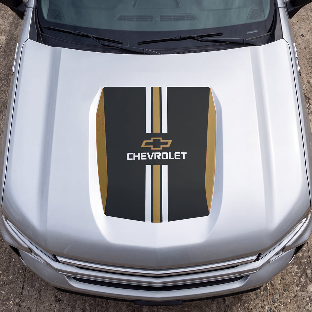 Hood Panel Decal/Sticker - Stripes Graphic Decal Graphic Kit - For Chevrolet Silverado 2019-2024 - Premium Vinyl