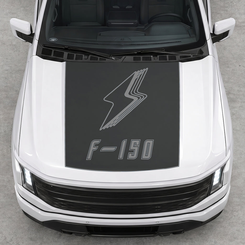 Hood Panel Decal/Sticker - Bordered Electric F150 Graphic Decal Graphic Kit - For FORD F-150 2015-2020 - Premium Vinyl