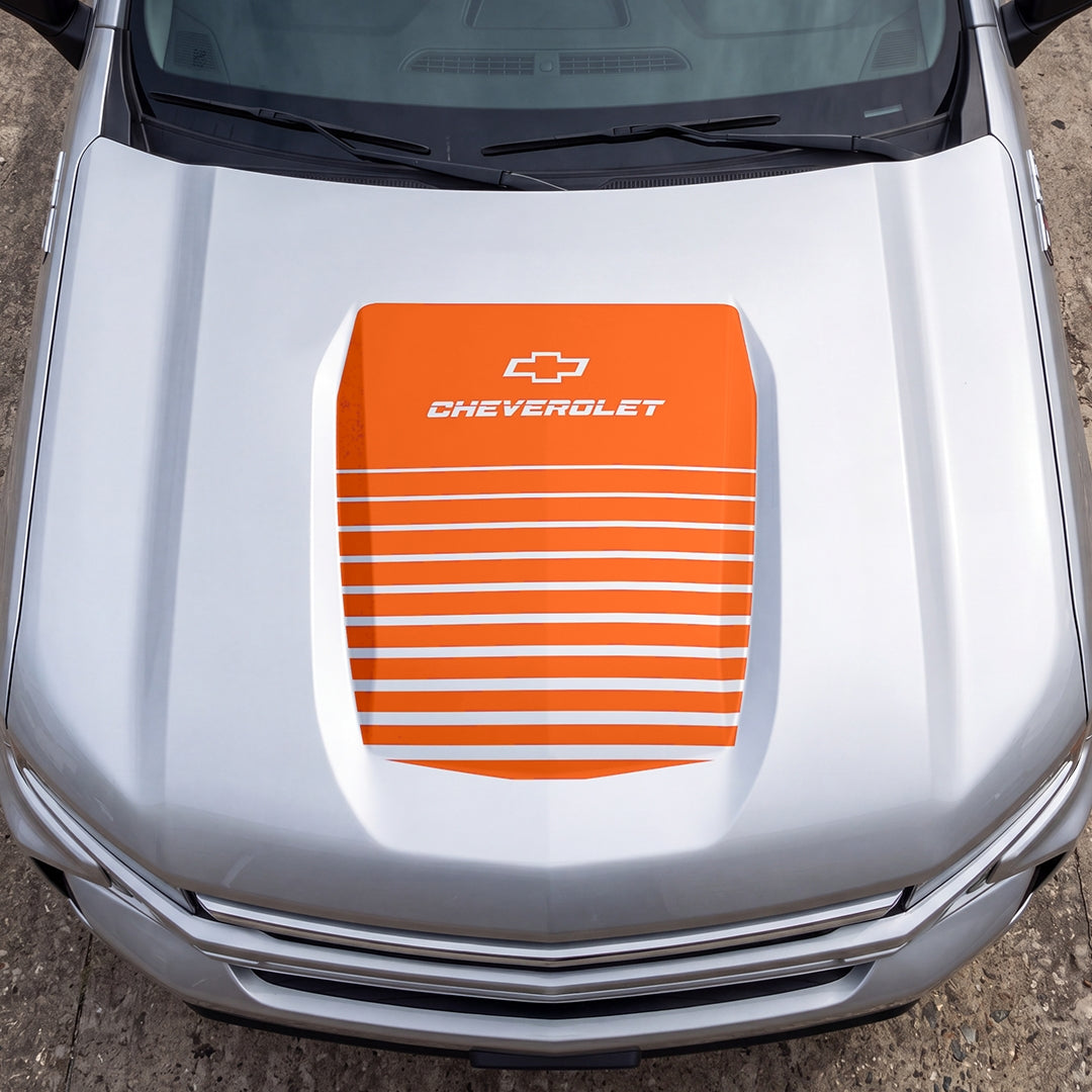 Hood Panel Decal/Sticker - Solid Wavy Graphic Decal Graphic Kit - For Chevrolet Silverado 2019-2024 - Premium Vinyl