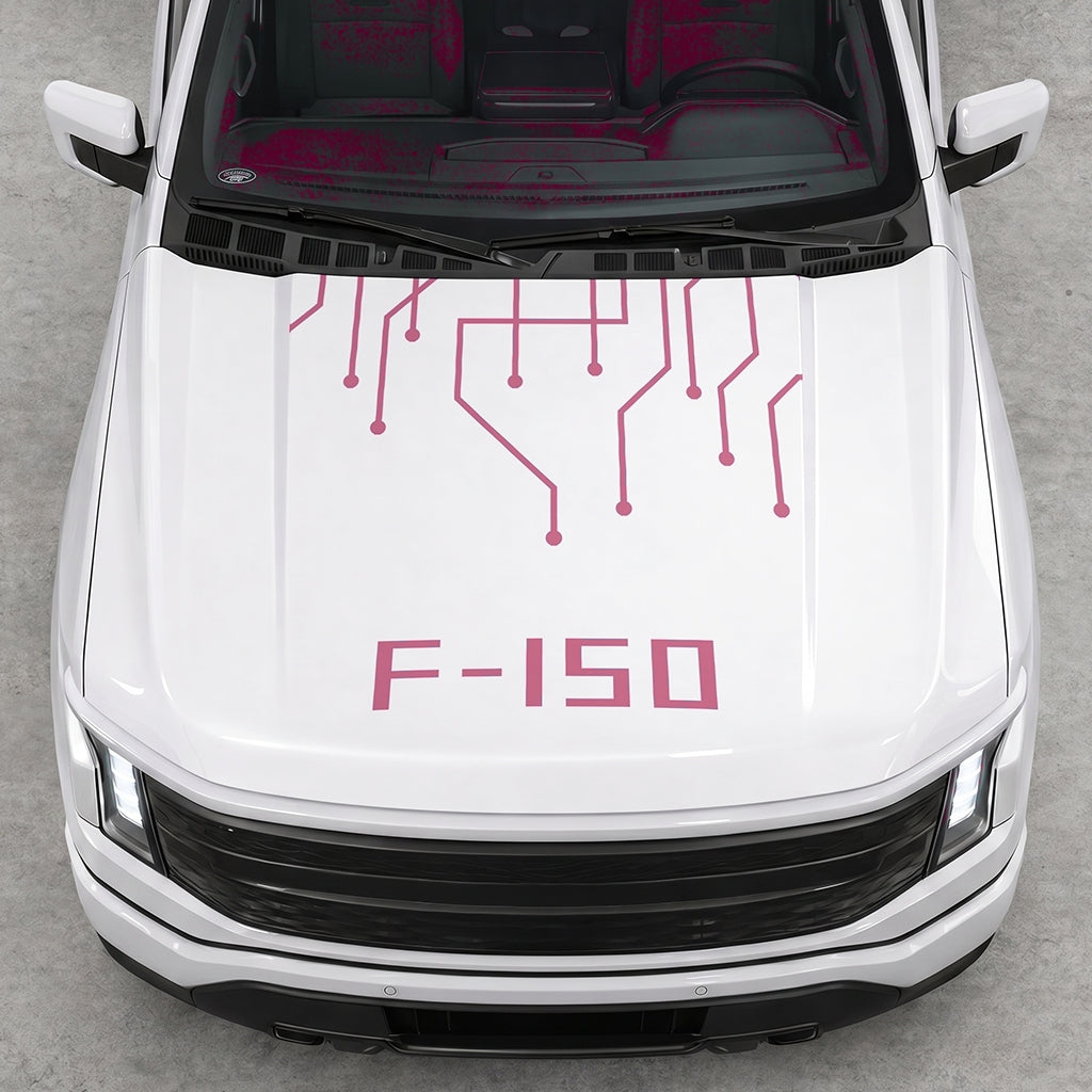 Hood Panel Decal/Sticker - Cut F150 Electric Circuit Graphic Decal Graphic Kit - For FORD F-150 2015-2020 - Premium Vinyl
