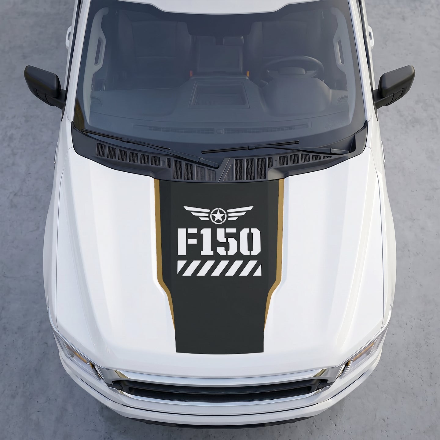 Hood Panel Decal/Sticker - Military Shield Hood Decal – Star Wings Emblem Vinyl Wrap Graphic Kit - For Ford F-150 F150 2015-2020 - Premium Vinyl