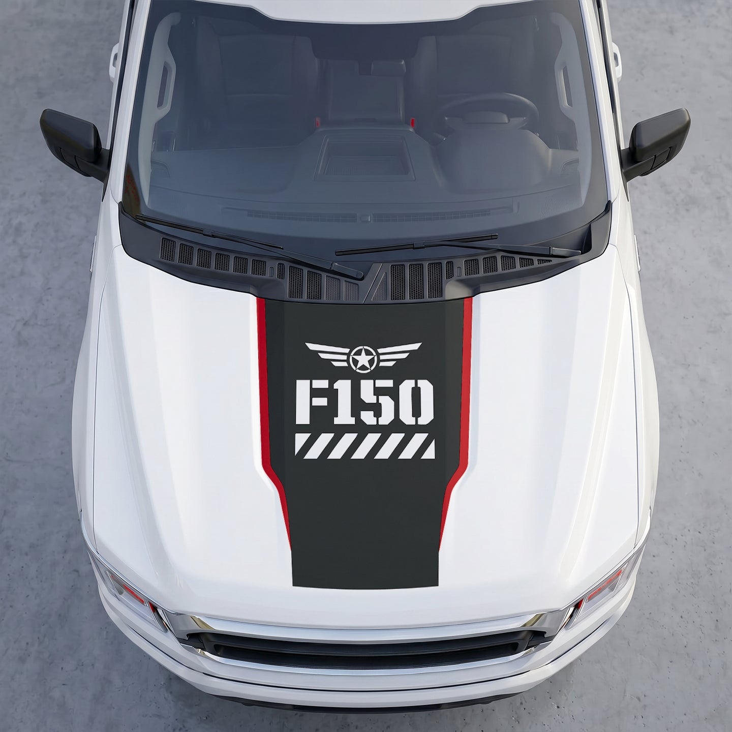 Hood Panel Decal/Sticker - Military Shield Hood Decal – Star Wings Emblem Vinyl Wrap Graphic Kit - For Ford F-150 F150 2015-2020 - Premium Vinyl