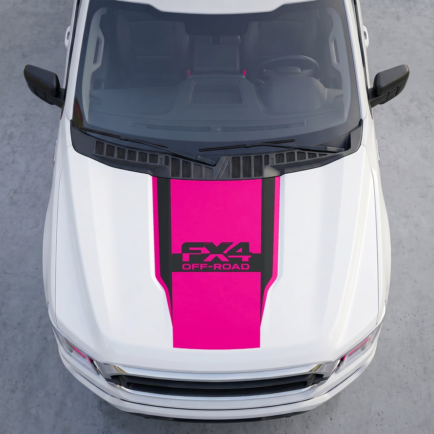 Hood Panel Decal/Sticker - FX4 Off-Road Edition Full Hood Decal Wrap – Bold  Center Accent Shield with Matte Black Track Stripes Graphic Kit - For Ford F-150 F150 2015-2020 - Premium Vinyl