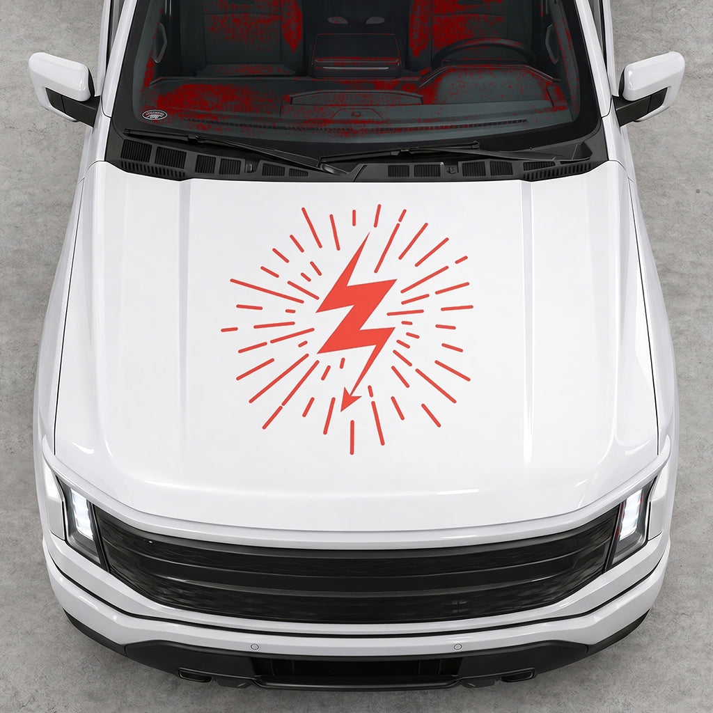 Hood Panel Decal/Sticker - Cut Electric Splash Graphic Decal Graphic Kit - For FORD F-150 2015-2020 - Premium Vinyl