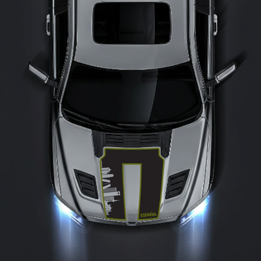 Performance Hood Panel Decal/Sticker - Spain Skyline - Cut - Border Graphic Kit - For Dodge RAM 1500 2019-2025 - Premium Vinyl