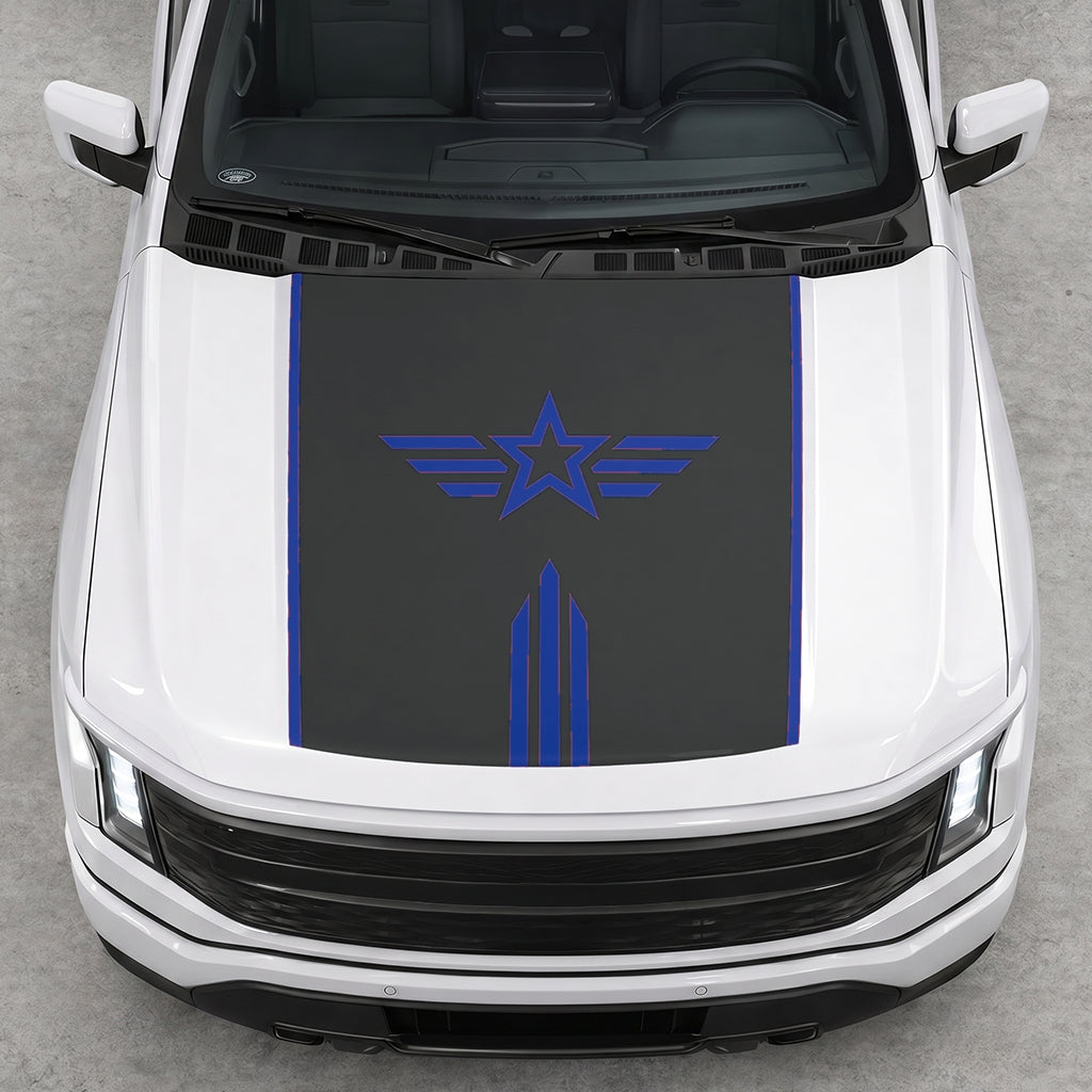 Hood Panel Decal/Sticker - Winged Star Graphic Decal Graphic Kit - For Ford F-150 2015-2020 - Premium Vinyl