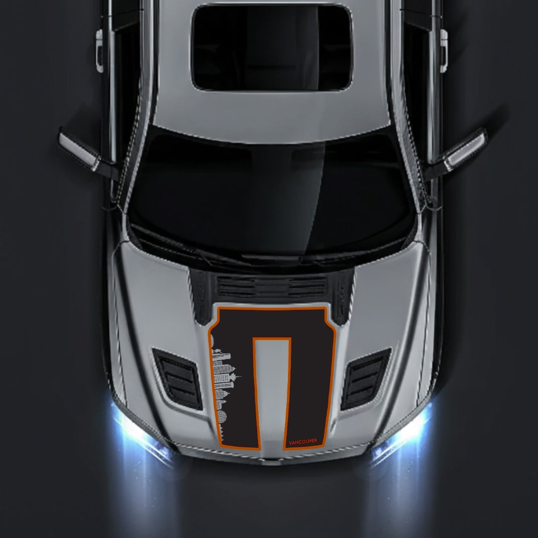 Performance Hood Panel Decal/Sticker - Vancouver Skyline - Cut - Border Graphic Kit - For Dodge RAM 1500 2019-2025 - Premium Vinyl