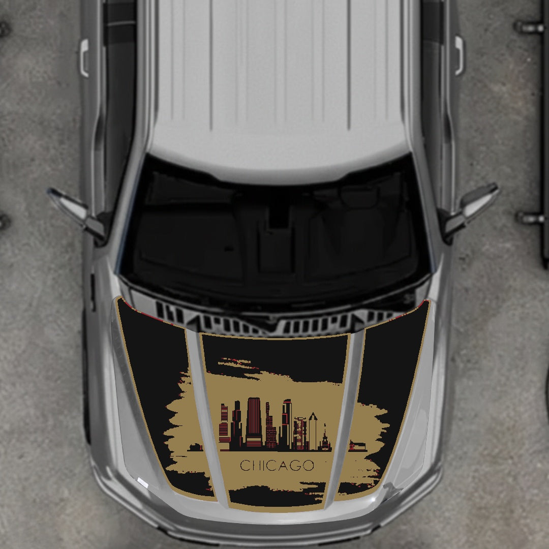 Hood Panel Decal/Sticker - Chicago - Border Graphic Kit - For Ford F-150 2020-2026 - Premium Vinyl