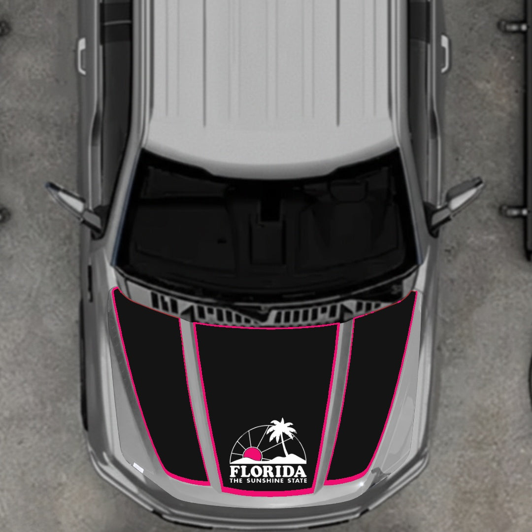 Hood Panel Decal/Sticker - Flordia - Cut - Border Graphic Kit - For Ford F-150 2020-2026 - Premium Vinyl