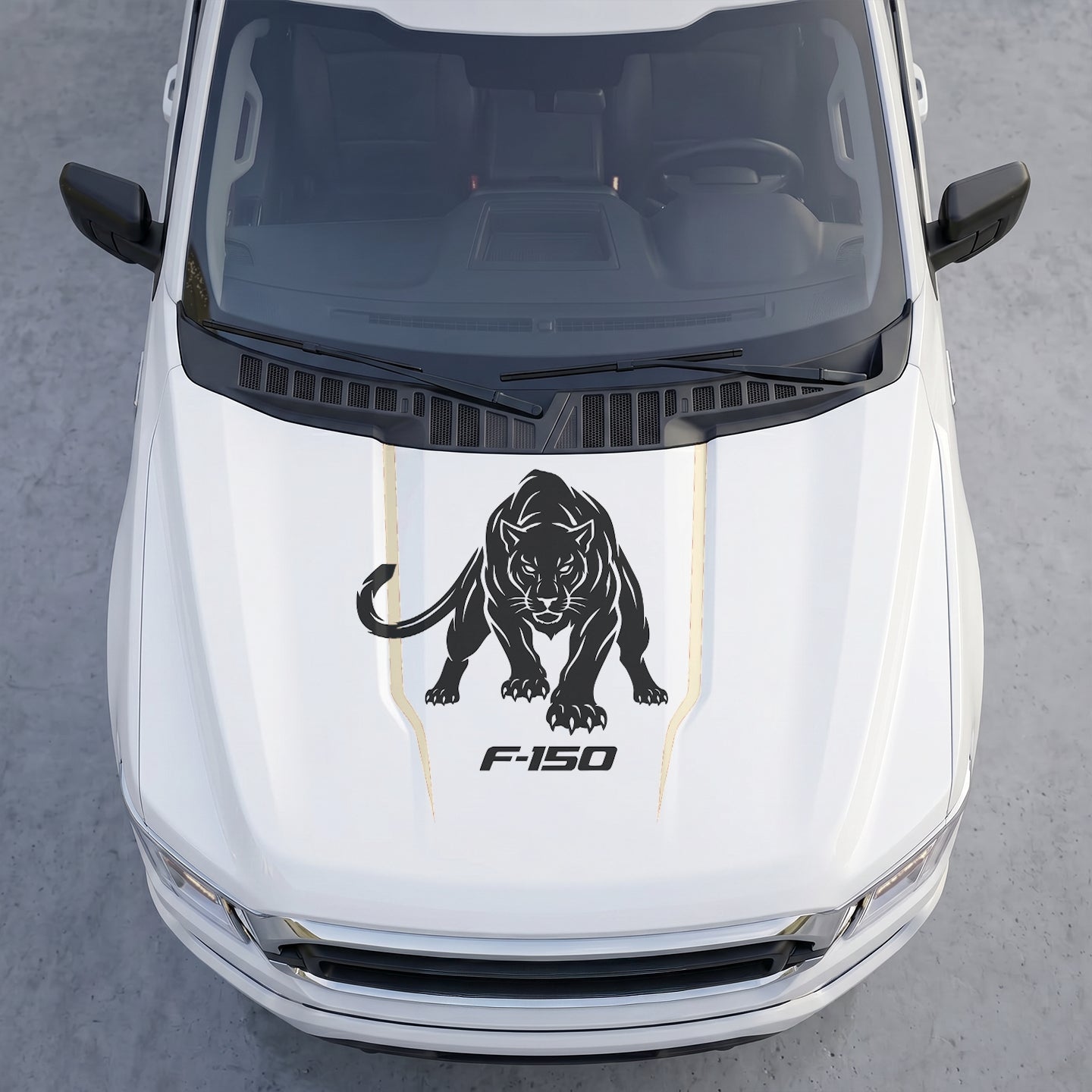Hood Panel Decal/Sticker - Stalking Black Panther Hood Decal – Aggressive Cougar Wildcat Graphic Vinyl Sticker Graphic Kit - For Ford F-150 F150 2015-2020 - Premium Vinyl