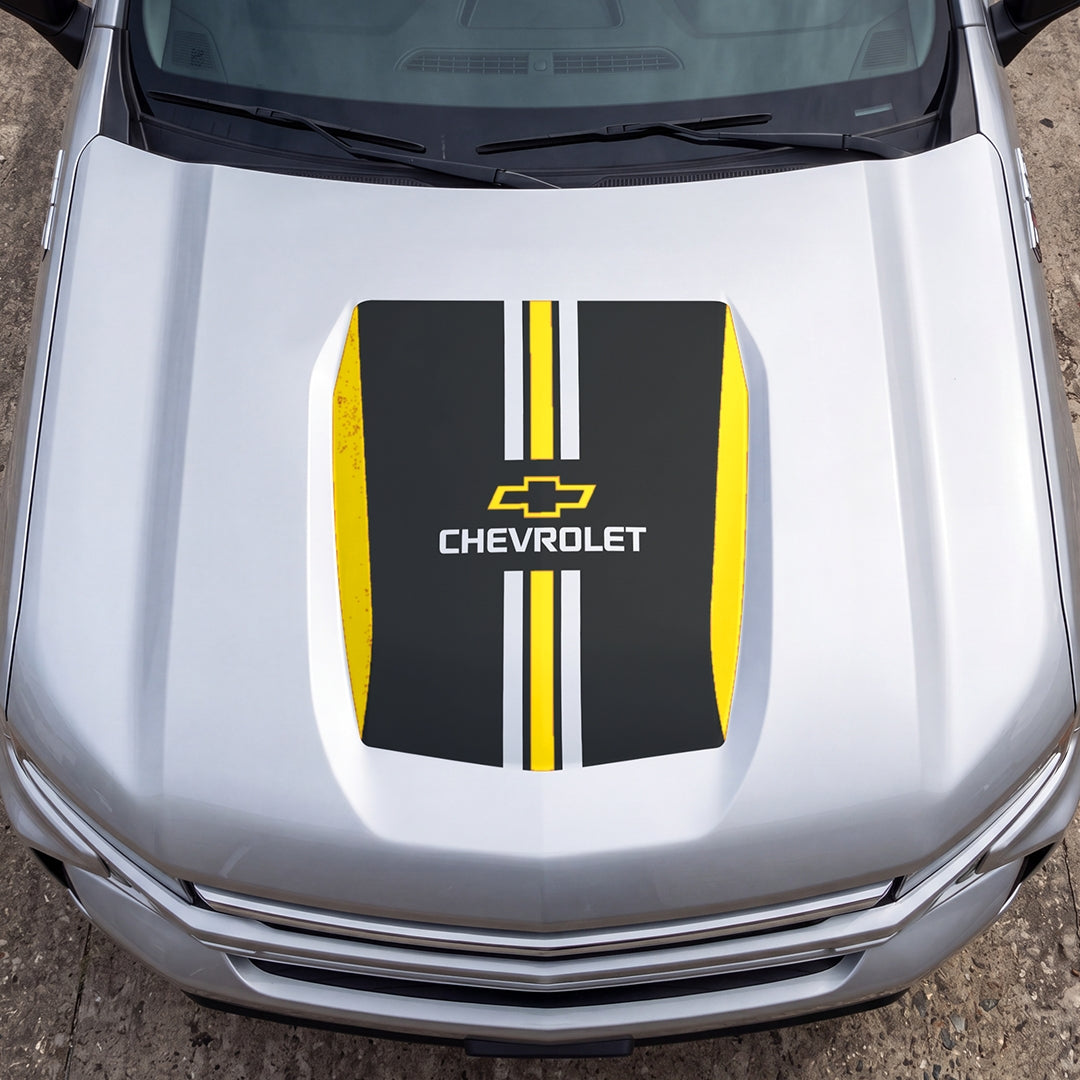 Hood Panel Decal/Sticker - Stripes Graphic Decal Graphic Kit - For Chevrolet Silverado 2019-2024 - Premium Vinyl