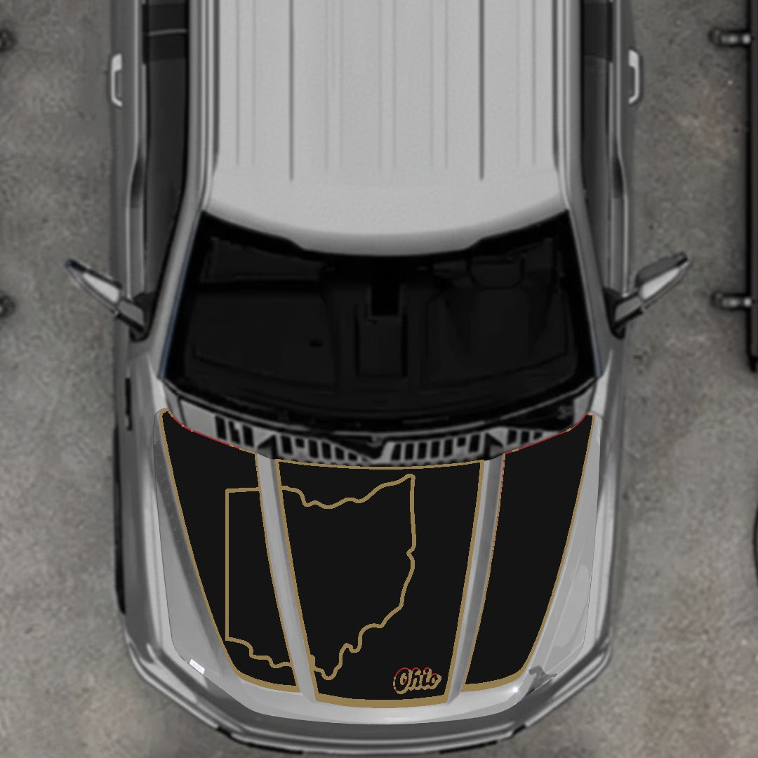 Hood Panel Decal/Sticker - Ohio - Border Graphic Kit - For Ford F-150 2020-2026 - Premium Vinyl
