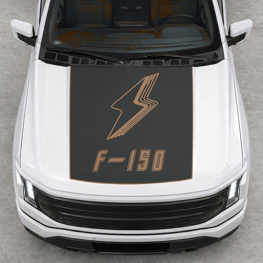 Hood Panel Decal/Sticker - Bordered Electric F150 Graphic Decal Graphic Kit - For FORD F-150 2015-2020 - Premium Vinyl