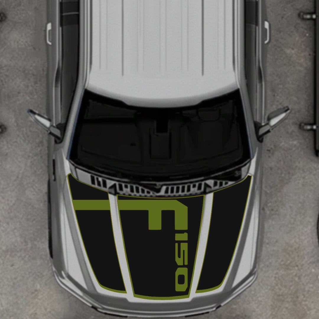 Hood Panel Decal/Sticker - Style 3 - Border Graphic Kit - For Ford F-150 2020-2026 - Premium Vinyl