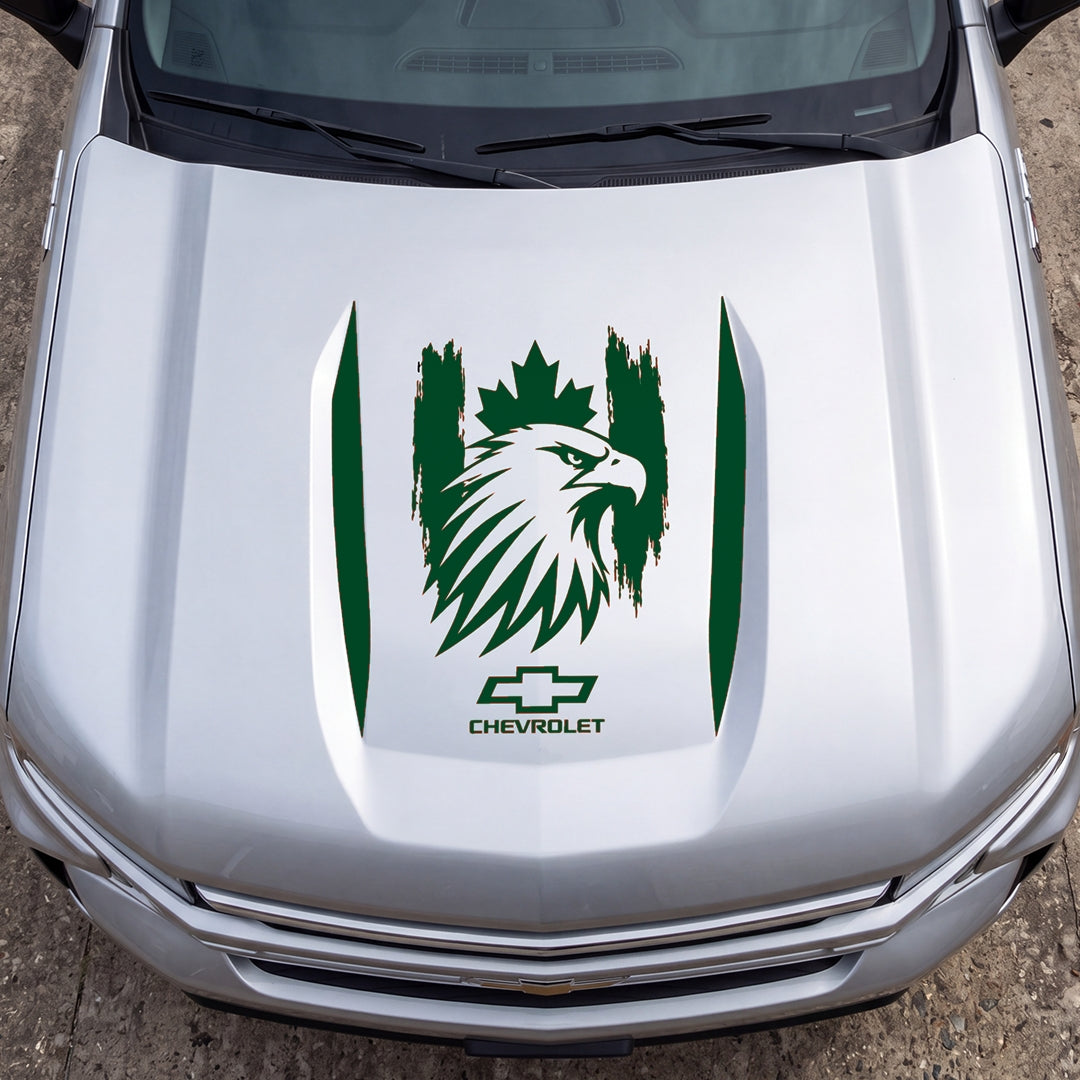 Hood Panel Decal/Sticker - Canadaian Eagle Head Graphic Decal Graphic Kit - For Chevrolet Silverado 2019-2024 - Premium Vinyl
