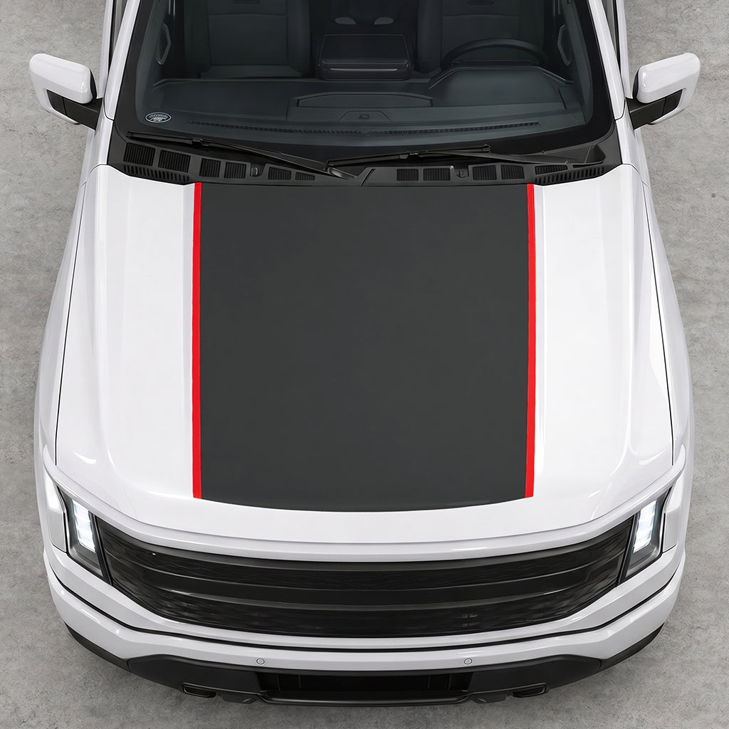 Hood Panel Decal/Sticker - Solid with Border Graphic Decal Graphic Kit - For Ford F-150 2015-2020 - Premium Vinyl