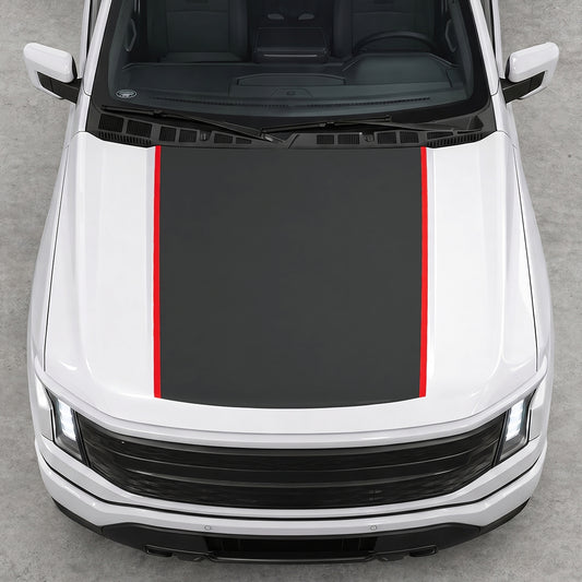 Hood Panel Decal/Sticker - Solid with Border Graphic Decal Graphic Kit - For Ford F-150 2015-2020 - Premium Vinyl
