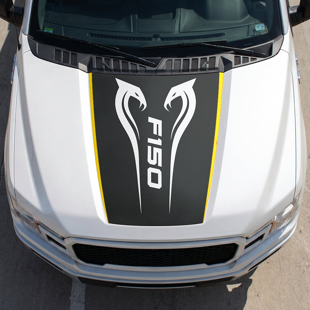 Hood Panel Decal/Sticker - Twin Cobra Graphic Decal Graphic Kit - For Ford F-150 2015-2020 - Premium Vinyl