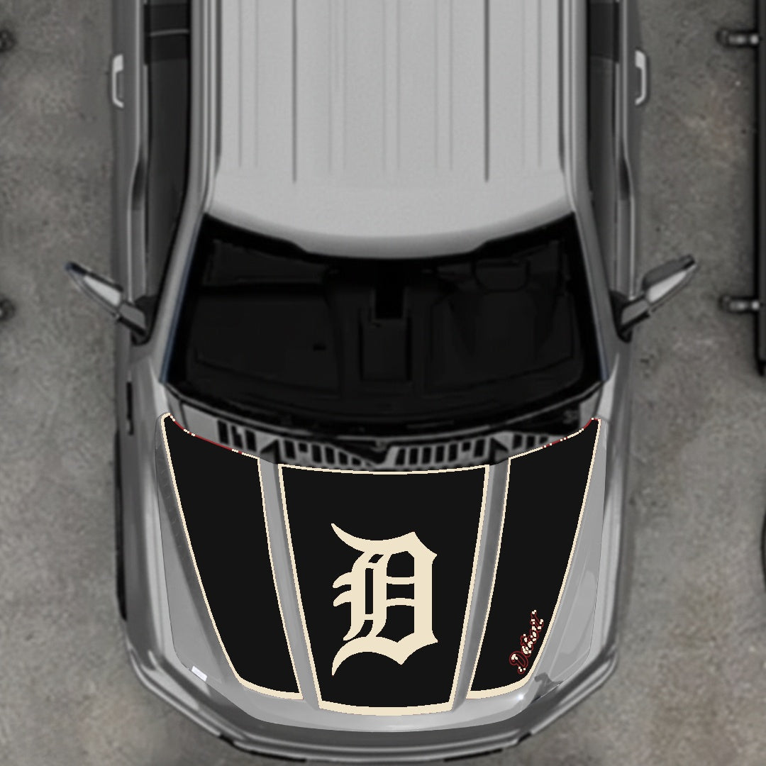 Hood Panel Decal/Sticker - Detroit Intial - Border Graphic Kit - For Ford F-150 2020-2026 - Premium Vinyl