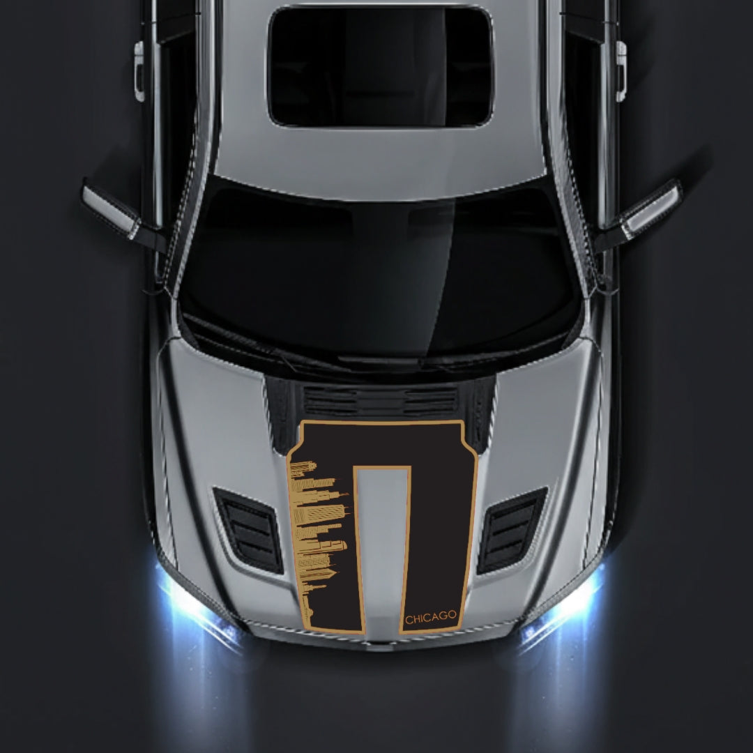 Hood Panel Decal/Sticker - Chicago Skyline - Border Graphic Kit - For Dodge RAM 1500 2019-2025 - Premium Vinyl