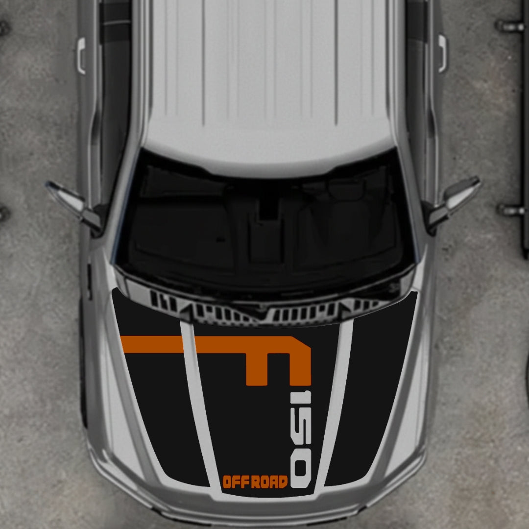 Hood Panel Decal/Sticker - Stlye 8 - Cut Graphic Kit - For Ford F-150 2020-2026 - Premium Vinyl