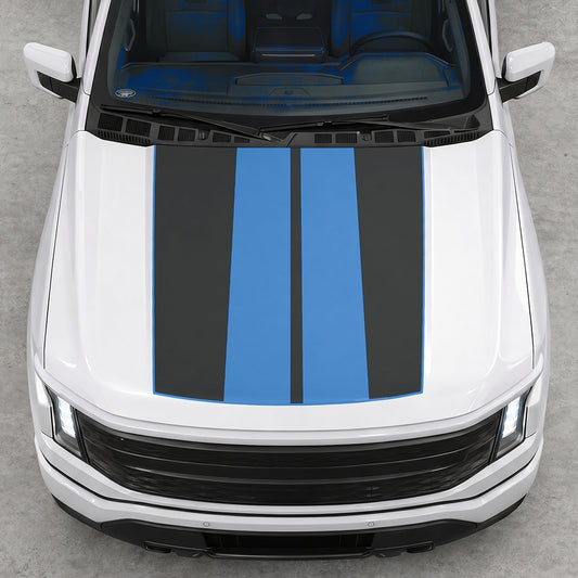 Hood Panel Decal/Sticker - Double Stripes Graphic Decal Graphic Kit - For FORD F-150 2015-2020 - Premium Vinyl