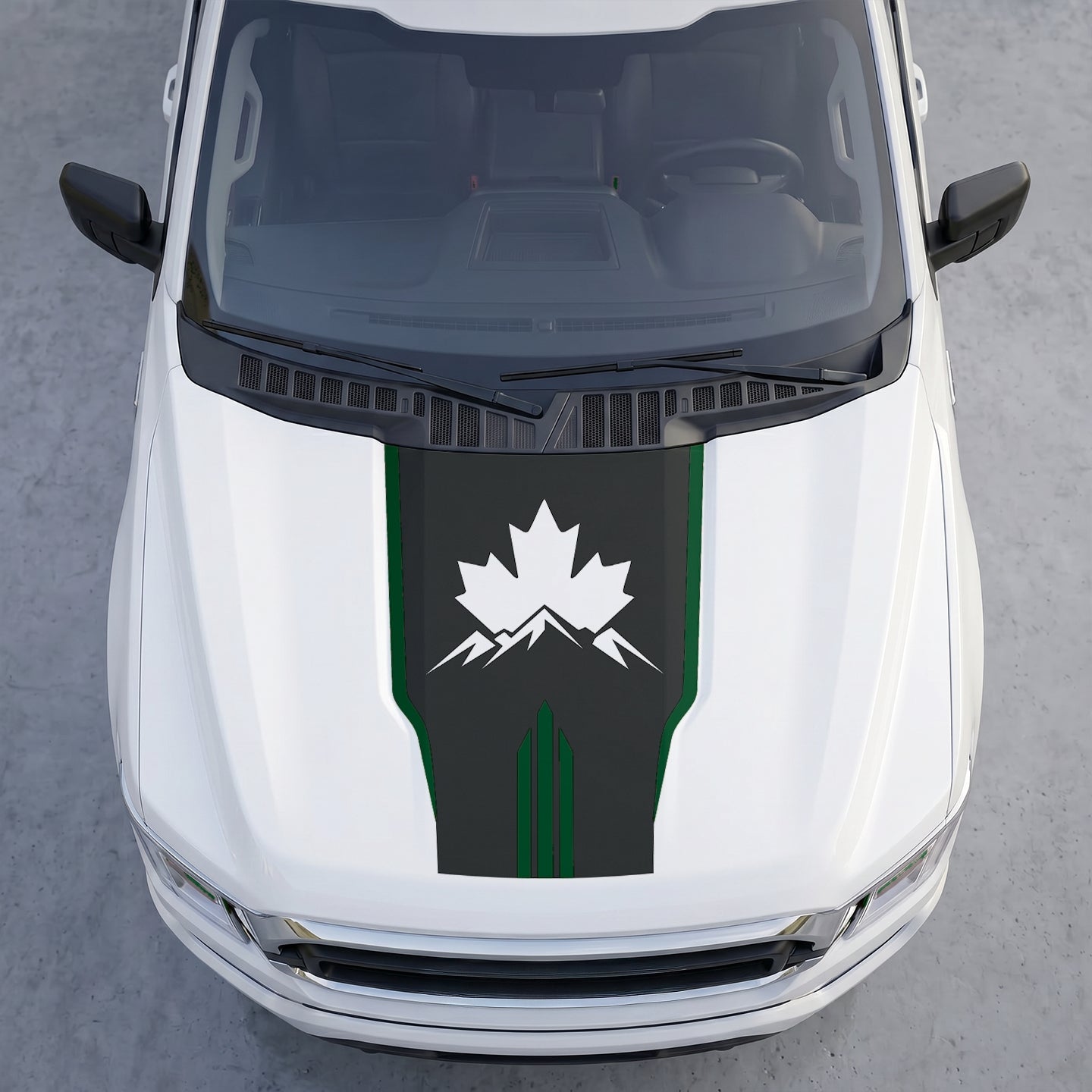 Hood Panel Decal/Sticker - Wilderness Maple Leaf Hood Decal – Evergreen Pine Forest Silhouette Graphic Vinyl Wrap Graphic Kit - For Ford F-150 F150 2015-2020 - Premium Vinyl